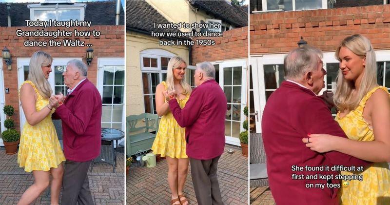 Grandad creates core memory with granddaughter by teaching her how to do the waltz in adorable video