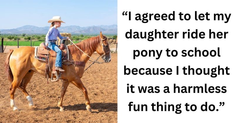 People rally around mom who was called out by a parent for letting her kid ride a pony to school