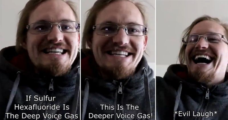 Man inhales the world's heaviest non-toxic gas and the results are hilariously evil