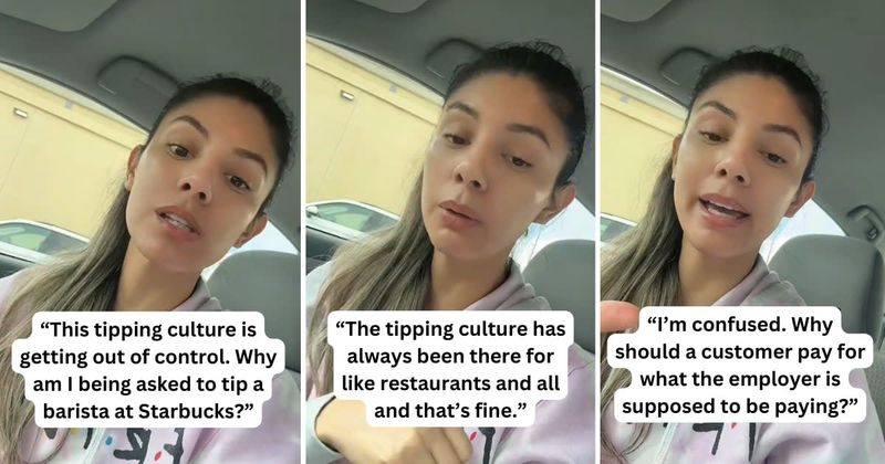 Woman questions tipping culture and asks why she is being asked to tip at Starbucks 