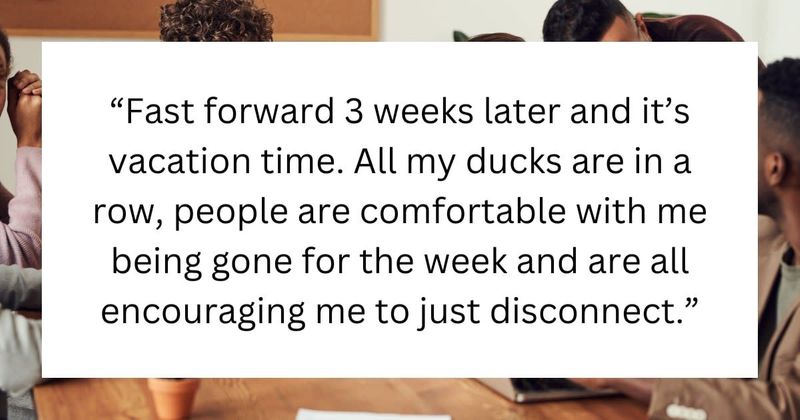 Employee finds a perfect way out of working on their vacation and it's quite amusing