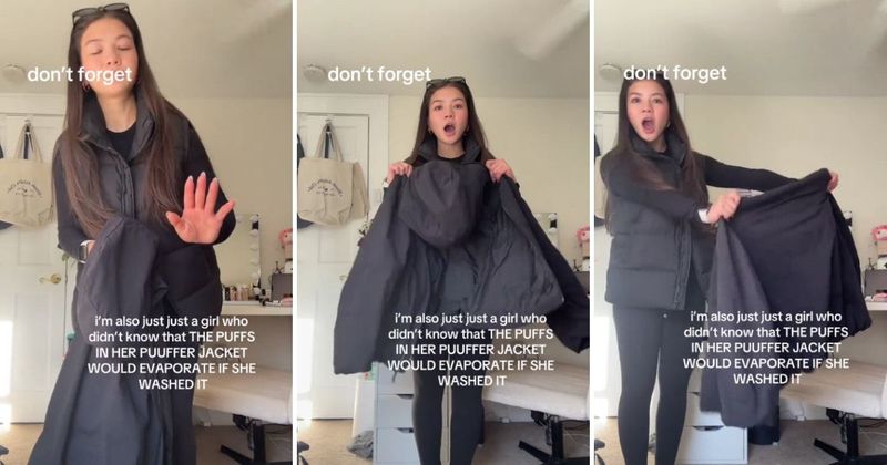 Woman teaches people how to wash puffer jackets after accidentally ruining hers in a washing machine