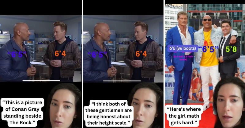 Woman uses The Rock's height to determine the lifts in Zac Efron's shoes in an epic detective move