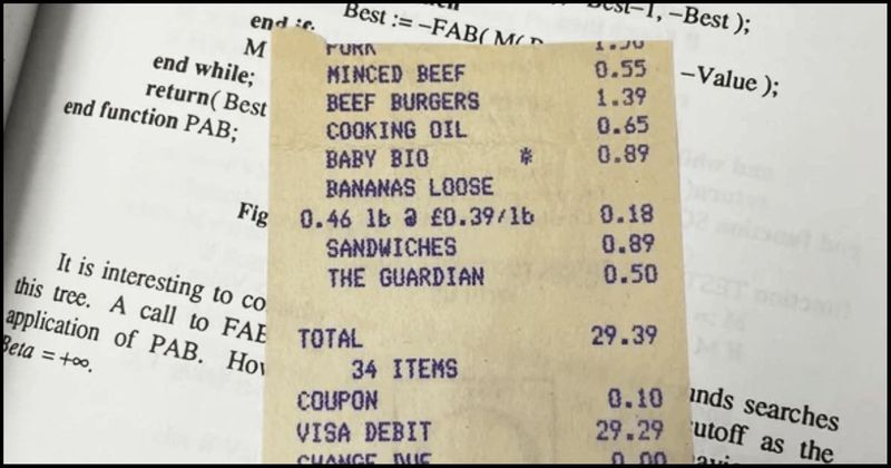 30-yr-old supermarket receipt stashed in a borrowed library book makes people want to go back to the 90s
