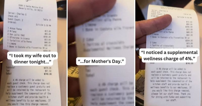 Customer in utter disbelief over restaurant's 4% 'wellness charge' on bill: 'Not my responsibility'