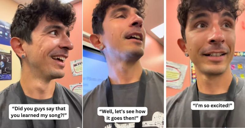 Students wholesomely surprise teacher by learning lyrics to his new song for impromptu performance