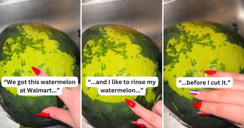 Woman left flabbergasted by post-rinse transformation of watermelon she bought from Walmart