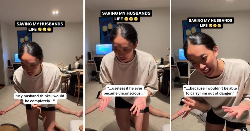 Woman’s hilarious attempt to save husband’s life in a ‘made-up fire’ leaves him in splits