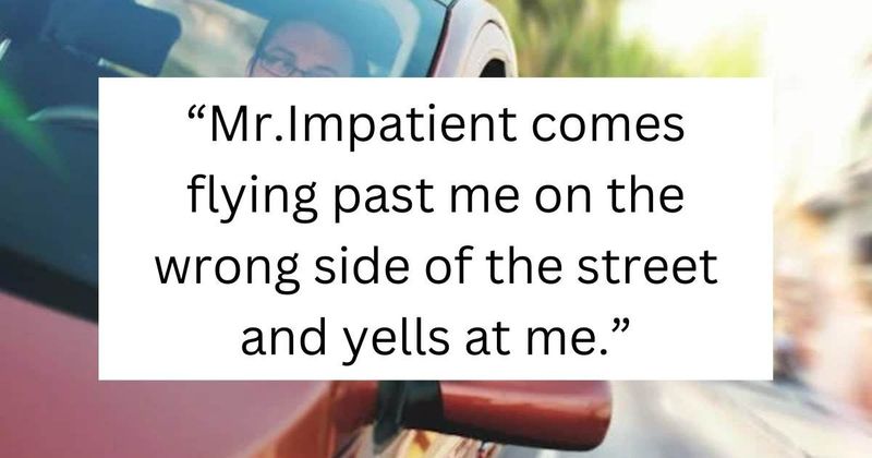 Restless driver who yelled at a pedestrian for no valid reason gets an instant taste of karma