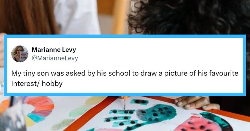 Little boy's response when asked to draw his favorite hobby has left the internet in splits