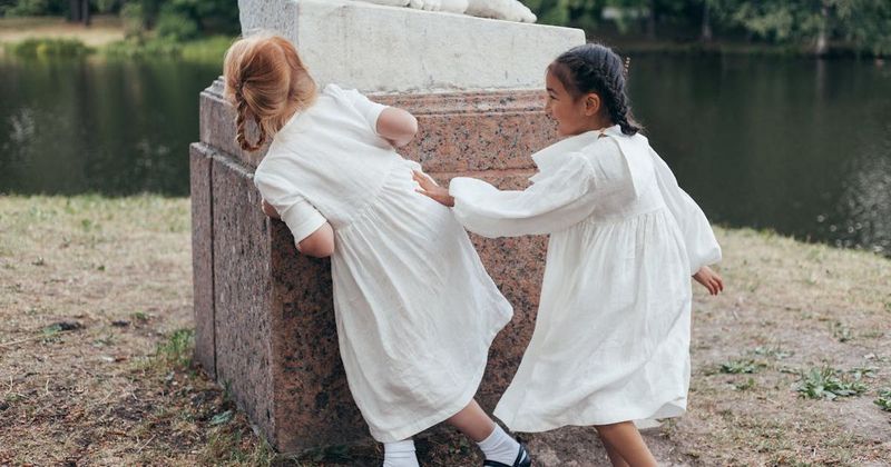 Little girl's struggles with a human statue at a park has delighted the internet