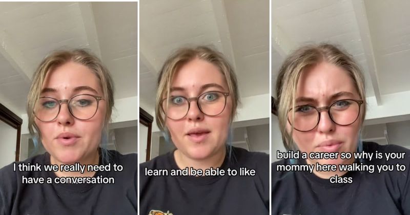 College senior sparks debate on helicopter parenting after noticing parents walk freshmen to class