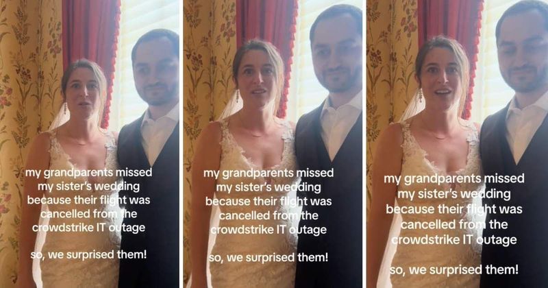 Newlyweds gift bride's centenarian grandpa and grandma an unforgettable surprise after missing the wedding