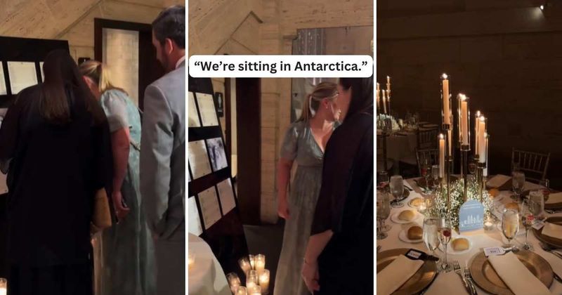 This unique and interesting wedding seating plan narrates the bride and groom's wholesome love story