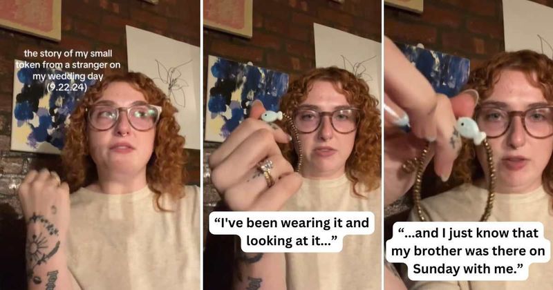 Bride receives mysterious blue bracelet from stranger—realizes it is a sign from her late brother