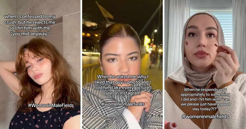 Women are using clever hashtag to share sarcastic quips on how men act around women. Sadly, it's spot on