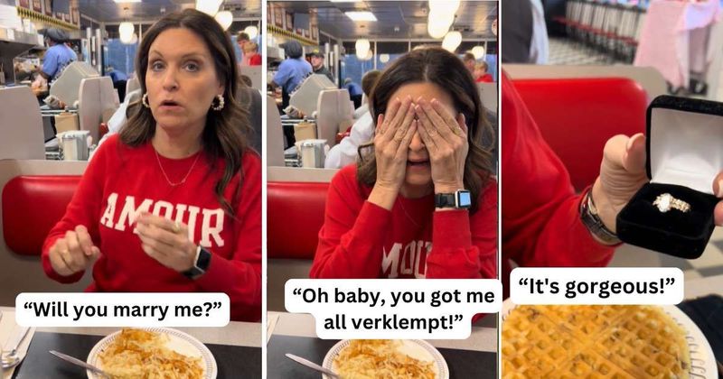Woman's reaction to adorable proposal at Waffle House is melting hearts on the internet