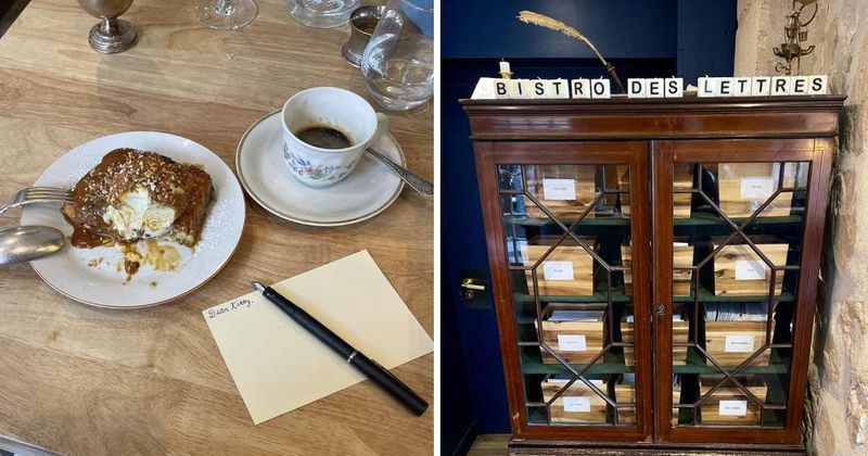 Cafe gives paper and pen to the customers at the end of every meal for a special reason