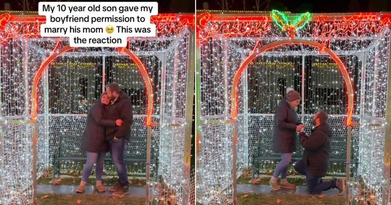 10-year-old boy gives mom's boyfriend his blessing to propose to her — then films the moment through tears