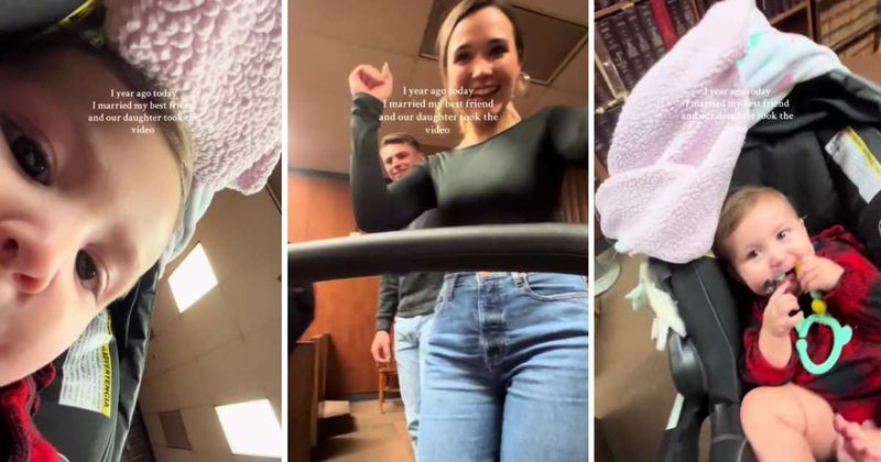 Couple’s one-year-old takes over videographer duties during their elopement wedding—and nails it