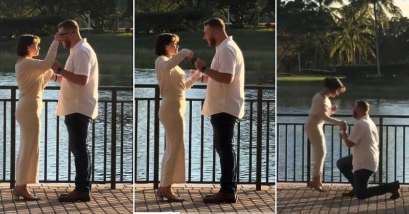 Bride-to-be tosses fiancé's sunglasses mid-proposal for hilarious reason we can all relate to