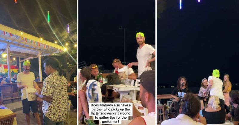 Man uses 'peer pressure' as a tipping strategy to raise money for local artists, dividing opinion