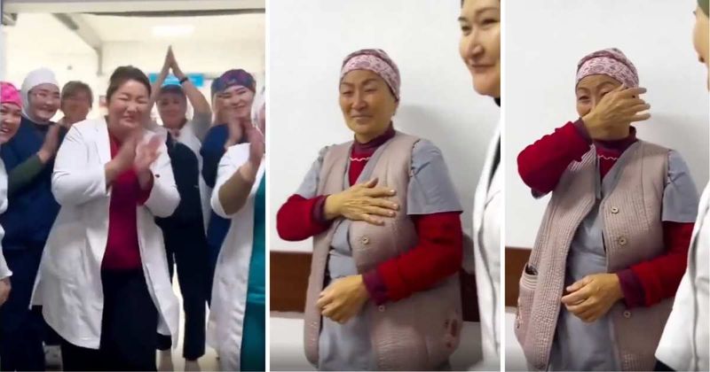 Hospital staff surprises cleaning lady with a touching show of gratitude for her hard work