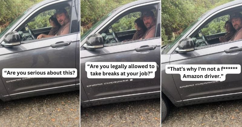 Amazon delivery driver confronts customer chasing him for package: 'We're allowed to have breaks!'