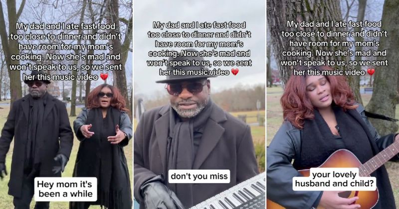 Dad-daughter duo create hilarious rap video apologizing for skipping dinner — and then send it to mom