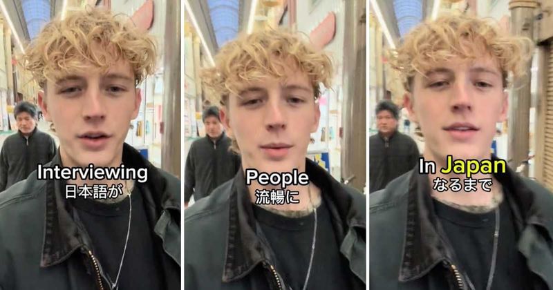 American man makes the sweetest friend in Japan while practicing Japanese by talking to locals