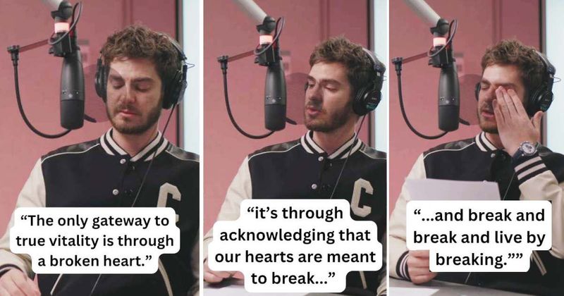 Andrew Garfield cries after reading a man's moving essay about love and heartbreak