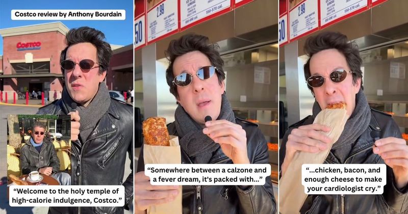 Comedian impersonates a sarcastic Anthony Bourdain reviewing Costco food court and we've got goosebumps