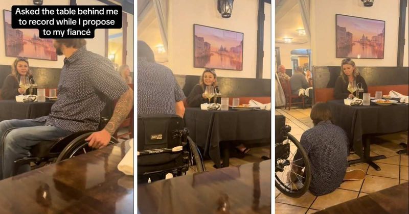 Paraplegic man gets out of his wheelchair to propose: 'No man has an excuse after this'