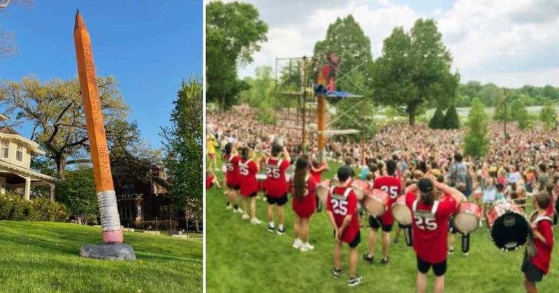 Minneapolis man turned tree stub into 20-foot pencil. Now, thousands flock to see it 'sharpened' annually