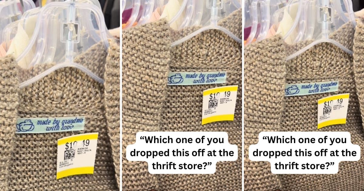 Woman finds thrift store sweater with sentimental message from original owner's grandma