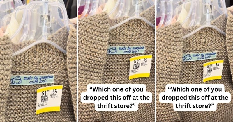 Woman finds thrift store sweater with sentimental message from original owner's grandma