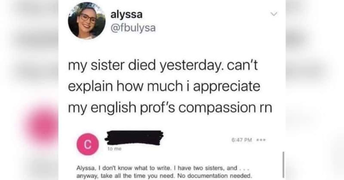 Grieving student opens up about losing sister — and her teacher's reaction is a lesson in kindness