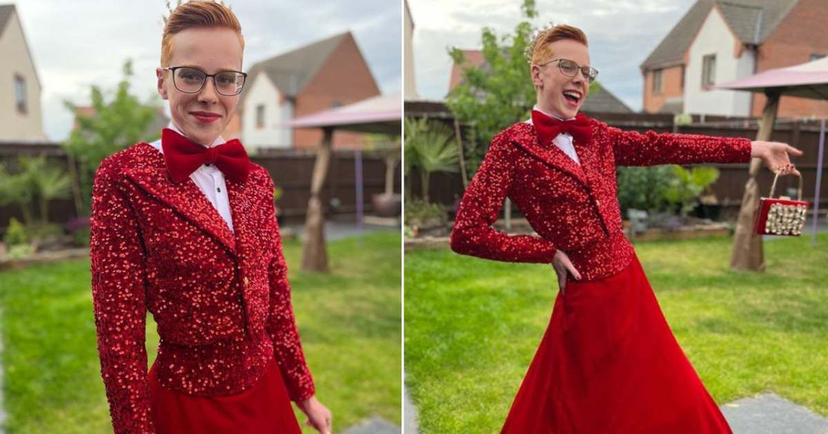 16-year-old boy shatters gender stereotypes by wearing a red dress to prom