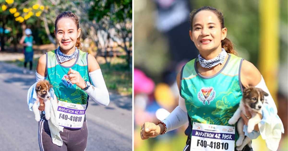 Marathoner stops mid-race to rescue abandoned puppy, finishes race with new 'adorable' family member
