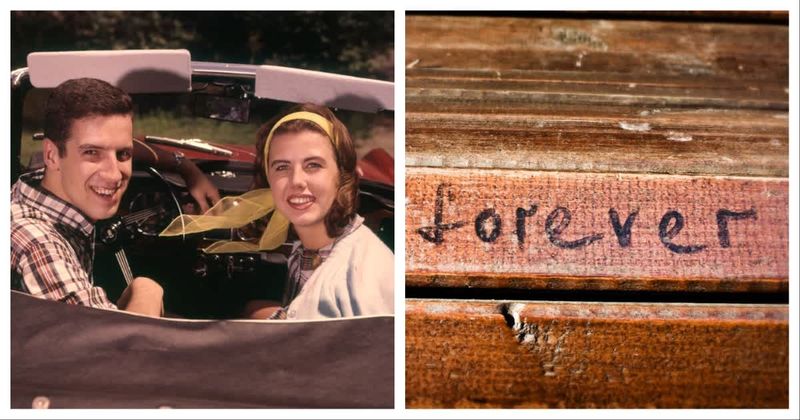 A museum posted Ben’s 51-year-old 'love' carving on a school chair — his update on Linda made it unforgettable