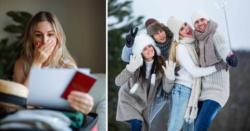 Woman takes cheesy 'family' pictures with friends after family excluded her from holiday card
