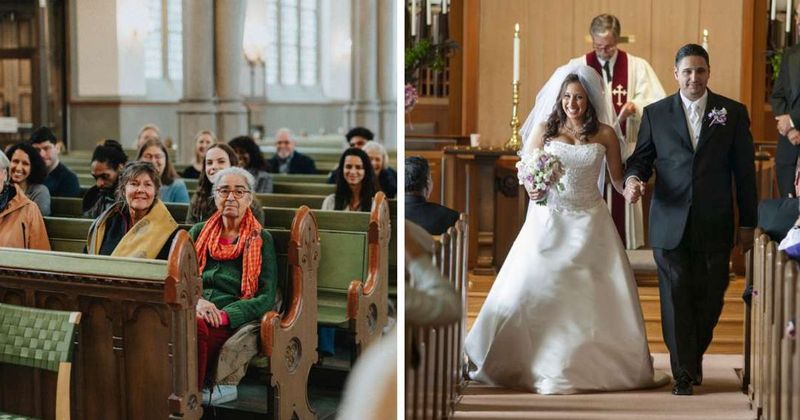 Guests thought they were at a christening until they saw the mother walking down the aisle — their jaws dropped
