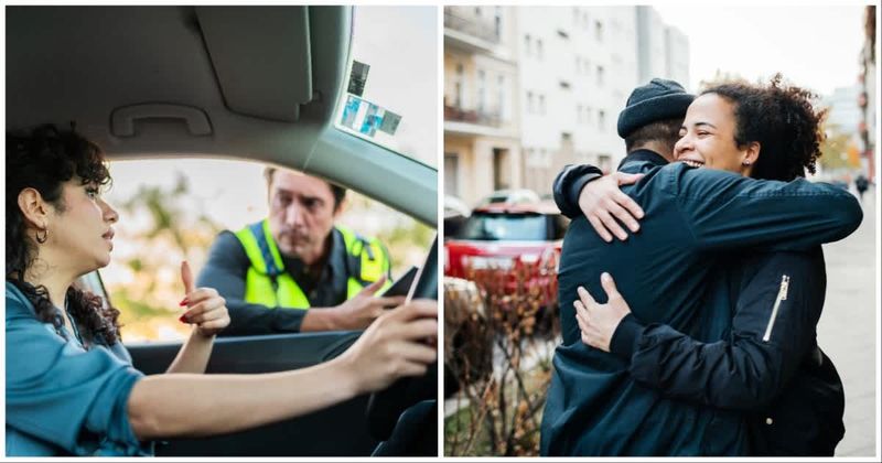 Traffic cop sees the human behind driver's sharp, cutting words — and offers her a life-changing hug