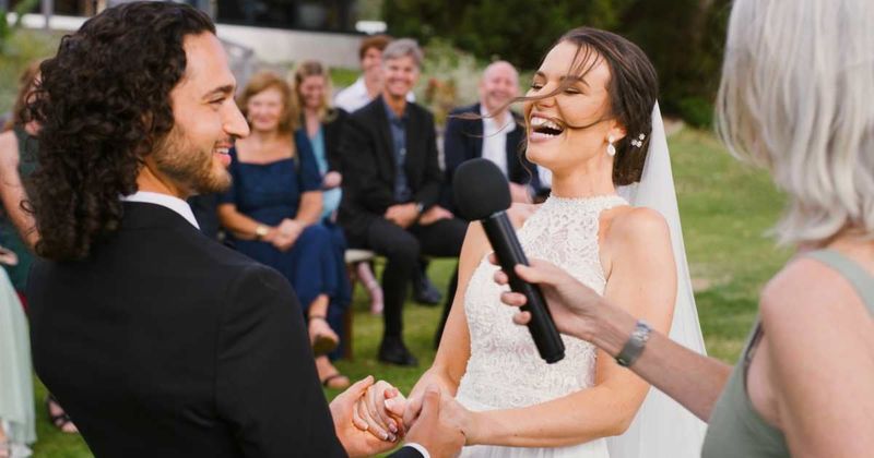 Couple wrote each other's vows and swapped them at the altar. Their unexpected confessions left guests crying from laughter