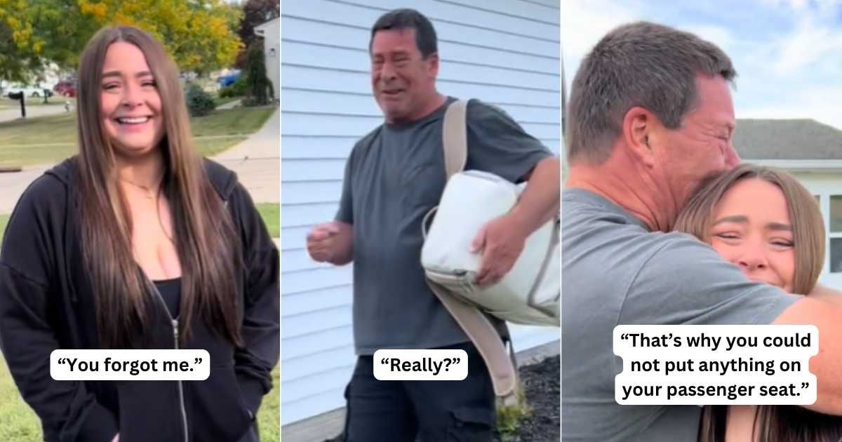 Daughters say emotional goodbye to dad while moving out without realizing he had a surprise lined up