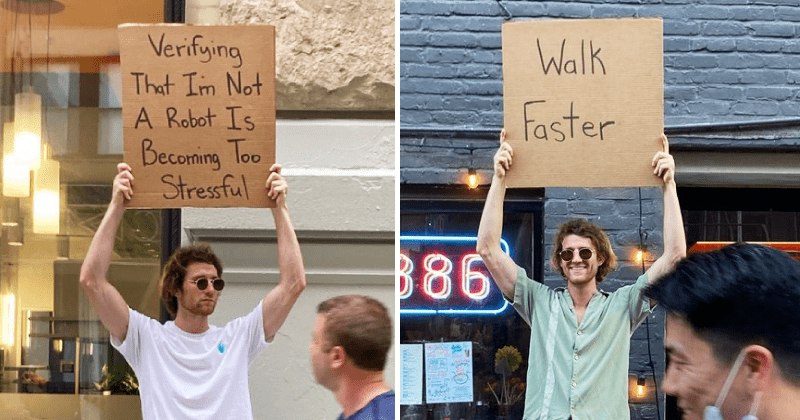 This dude protests annoying everyday things with hilarious signs—here's 25 of them