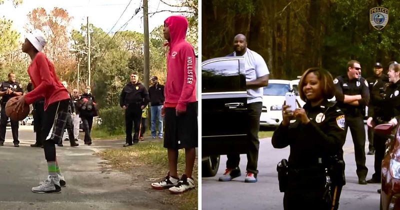 Neighbor called the cops on kids playing basketball. The police rushed to the scene — but with Shaquille O’Neal