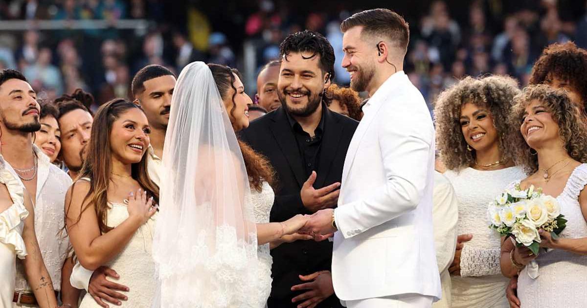 Couple invited Bad Bunny to their wedding. He responded by marrying them at Super Bowl LX in front of 70,823 people