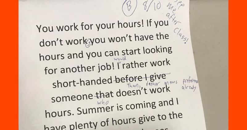 Worker quits like a boss — leaves job by fixing grammar errors in their manager’s furious note