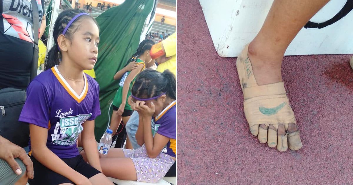 11-year-old athlete without shoes drew a Nike logo on her bandaged feet — then Nike called